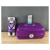 Caboodles On-The-Go-Girl Purple & 2 Detangling Brushes - Brand New