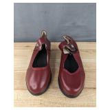 Girls Shoes Burgundy Velcro Strap Size 3.5 - New