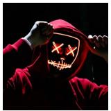 Halloween Scary LED Mask - Light Up Purge Mask for Festival Cosplay Party - Brand New