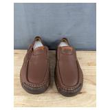 Greks Shoes Brown Leather Slip-On Moccasin Loafers - Women