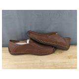 Greks Shoes Brown Leather Slip-On Moccasin Loafers - Women