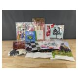Hallmark & Nicrolandee Party Supplies - Balloons, Backdrop, Cake Topper, Table Covers - Brand New