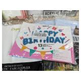 Hallmark & Nicrolandee Party Supplies - Balloons, Backdrop, Cake Topper, Table Covers - Brand New