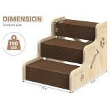 25189PSSPNC 3-Step Pet Stair - Natural Wood with Carpet Treads - 150 Lbs Capacity - New