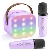 Mini Karaoke Machine With Wireless Microphones - Purple - Brand New