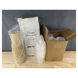 100 Lamesi Kraft Paper Cups 12 oz & 100 Monogram "L" Plastic Cups - Brand New