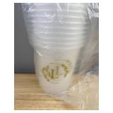 100 Lamesi Kraft Paper Cups 12 oz & 100 Monogram "L" Plastic Cups - Brand New
