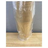 100 Lamesi Kraft Paper Cups 12 oz & 100 Monogram "L" Plastic Cups - Brand New