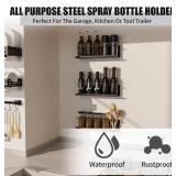 4 All-Purpose Steel Spray Bottle Holder Wall-Mounted - Black - Brand New