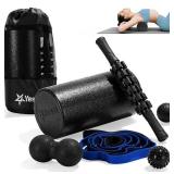 Blitzu Calf Compression Sleeves & Yes4All 15" Muscle Roller Foam Stick Kit - Brand New