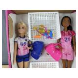 2 Barbie Soccer Dolls and Accessories - Brand New