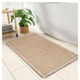2 Checkered Bath Mat 17x24 Brown - Non-Slip 3D Weave, Tassels, Machine Washable - Brand New