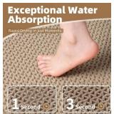 2 Checkered Bath Mat 17x24 Brown - Non-Slip 3D Weave, Tassels, Machine Washable - Brand New