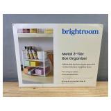 Brightroom Metal 3-Tier Box Organizer - White & Natural Finish - Brand New