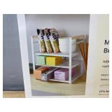 Brightroom Metal 3-Tier Box Organizer - White & Natural Finish - Brand New