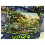 4 Disney & Thomas Kinkade Studios 500-Piece Jigsaw Puzzles - Brand New