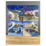 Wall Art Decor - 4-Piece Winter Village Set - Brand New