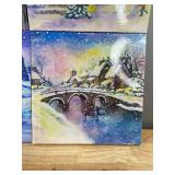 Wall Art Decor - 4-Piece Winter Village Set - Brand New