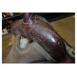 Tooled Leather Western Saddle with Silverplate Accents