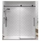 Frameless Bypass Shower Door-Matte Black