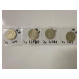 Four Kennedy Half-Dollar Coins