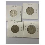 Four 1964 D Silver Quarters