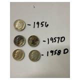 Six US Roosevelt Dimes