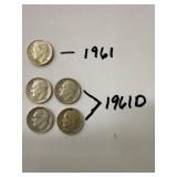 1961 and 1961D US Dimes