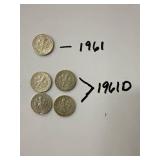 1961 and 1961D US Dimes