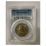 1957 Franklin Half Dollar PCGS MS65FBL