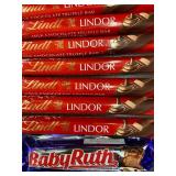 Lindt Lindor Milk Chocolate Truffle Bars - 9 x 1.3 oz Bars & Baby Ruth Bars (Assorted Candy) - 12 Total Bars