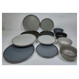 Famiware Dinnerware Set Plates Bowls Gray Modern Dish Set