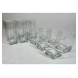 8 Pc Clear Glass Drinkware Set Tall Highball & Square Rocks Glasses