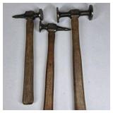 Lot of 3 Snap On Ball Peen Hammers Wood Handle USA