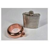 Lot of 2 Flasks Stainless Steel 5oz Hip Flask and Blush Ring Flask