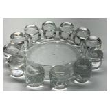 Vintage Clear Glass Ashtray Bubble Rim Round Design