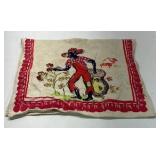 Vintage Black Americana Kitchen Towel Folk Art Red Figure Cotton Cloth