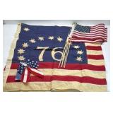 Bicentennial 76 American Flag Decor Patriotic Banner Hand Flags Wall Hanging