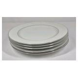 White Porcelain Dinner Plates Platinum Rim Classic Tableware Set