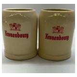 Kronenbourg Ceramic Beer Steins Lot of 2 Vintage Barware Mugs France