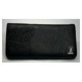 Harley Davidson Motorcycles Leather Wallet Black Embossed Bifold Rider Gear