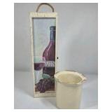 Pier 1 Imports Ceramic Pitcher Italy Cream Glaze Jug Decorative Wine Bottle Wood Box Cabinet
