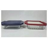 Lot of 2 Glass Food Storage Containers Snap Lid