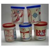 Libbey Vintage Styrofoam Cups Nautical Sailboat Lighthouse Baseball Graphics Lidded