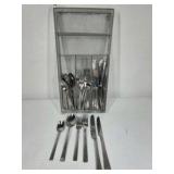 Lot of Stainless Steel Flatware Utensils Forks Spoons Knives Drawer Organizer