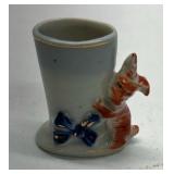 Vintage Ceramic Dog Toothpick Holder Figural Puppy Floral Small Tabletop Holder
