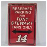 Tony Stewart Fans Only Parking Sign, Number 14 NASCAR Metal Wall Decor