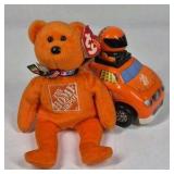 Ty Beanie Baby Home Depot Bear NASCAR Toy Car Orange Racing Collectibles