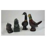 Avon Glass Animal Perfume Bottle Lot Duck Goose Lion Dog Figural Collectibles