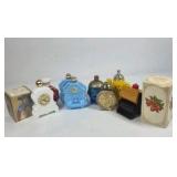 Avon Vintage Perfume Bottle Lot Clock House Figural Glass Decorative Containers